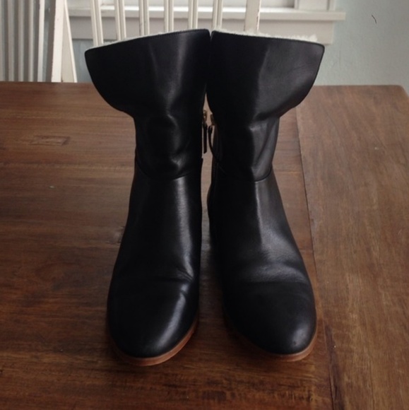 Kate Spade Saturday Black Leather Shearling Boot - Picture 2 of 3